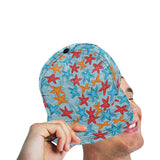 Blue red orange starfish pattern All Over Print Snapback Cap