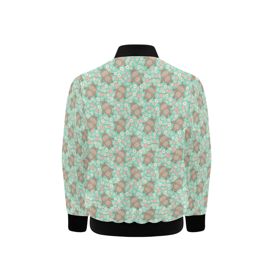 Hippopotamus Pattern Print Design 02 Kids' Boys' Girls' Bomber Jacket