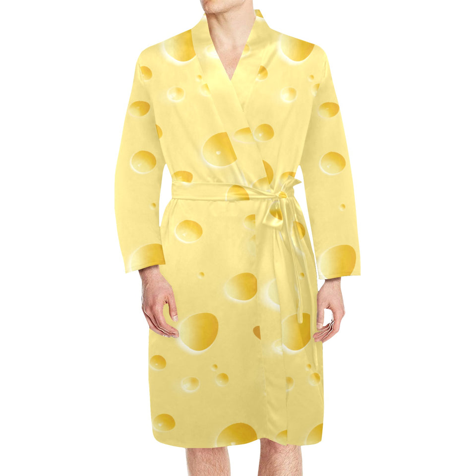 Cheese texture Men's Long Sleeve Belted Night Robe