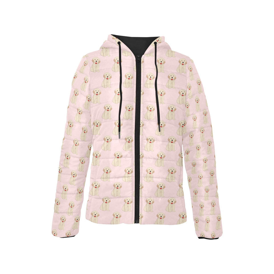 Golden Retriever Pattern Print Design 02 Women's Padded Hooded Jacket