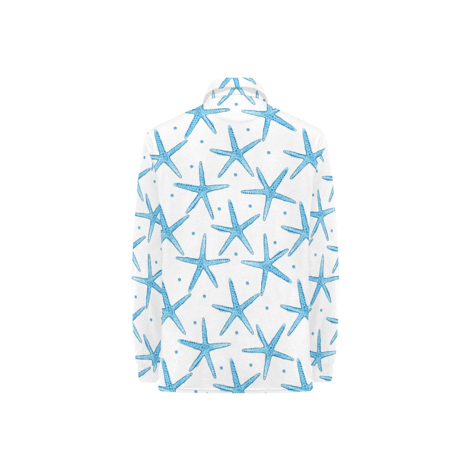 Watercolor starfish pattern Women's Long Sleeve Polo Shirt