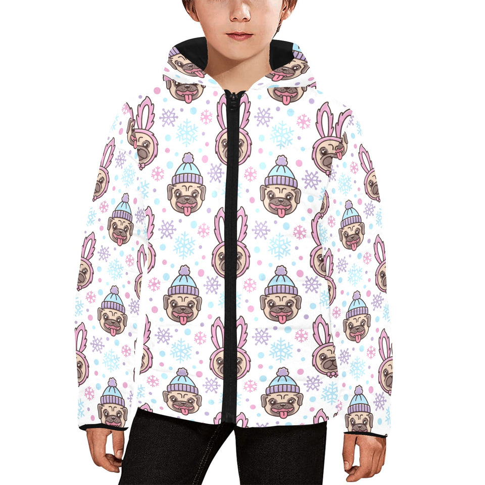 Cute pug hat rabbit costume pattern Kids' Boys' Girls' Padded Hooded Jacket