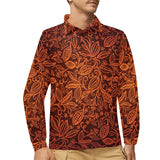 cacao beans tribal polynesian pattern Men's Long Sleeve Polo Shirt