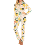 lemon flower leave pattern Women's Long Pajama Set