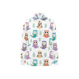 Cute owl pattern Women's Long Sleeve Polo Shirt