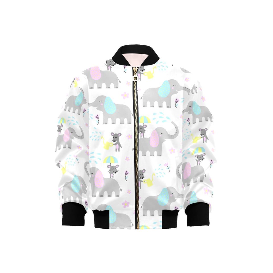 Cute elephant mouse pattern Kids' Boys' Girls' Bomber Jacket
