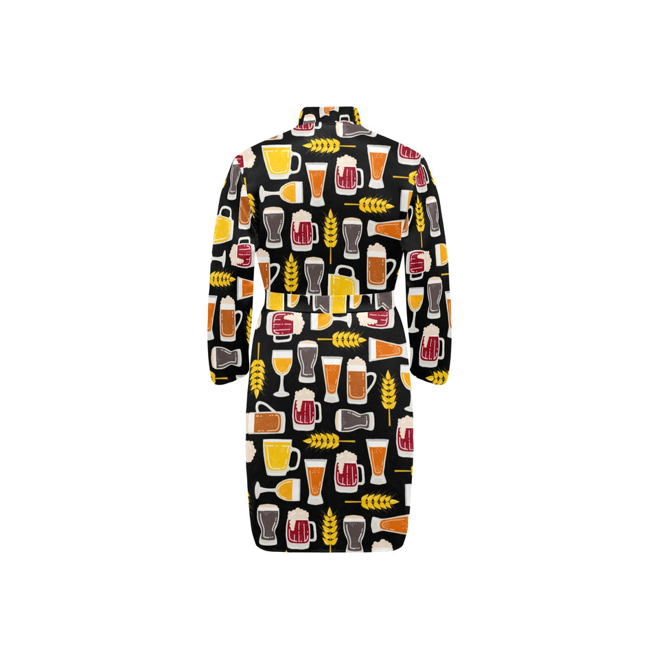 Beer type pattern Men's Long Sleeve Belted Night Robe