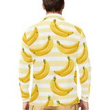 Banana pattern blackground Men's Long Sleeve Polo Shirt