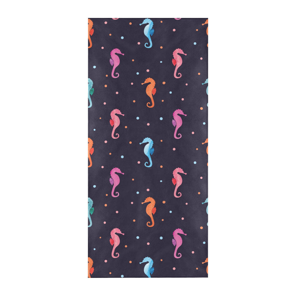 Watercolor colorful seahorse pattern Beach Towel