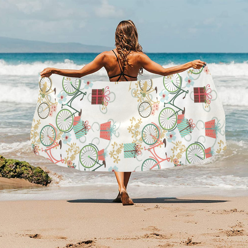 Bicycle Pattern Print Design 05 Beach Towel