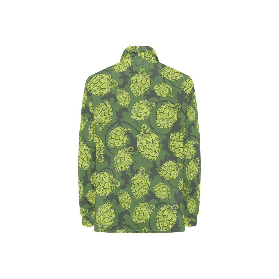 Hop pattern Hop cone background Women's Long Sleeve Polo Shirt