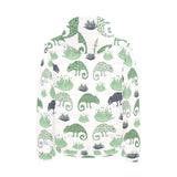 Chameleon lizard succulent plant pattern Men's Padded Hooded Jacket