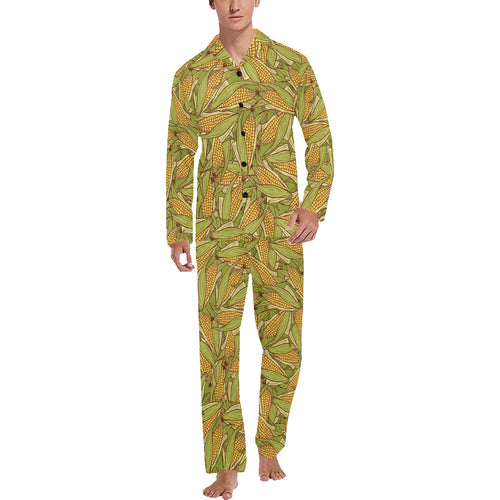 Corn Pattern Print Design 01 Men's Long Pajama Set