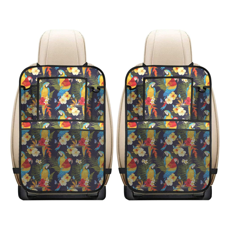 Colorful parrot flower pattern Car Seat Back Organizer