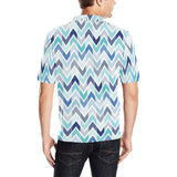 zigzag chevron blue pattern Men's All Over Print Polo Shirt
