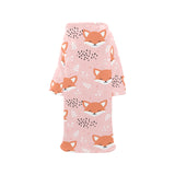 Cute fox pattern pink background Blanket Robe with Sleeves
