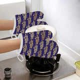 Beautiful japanese fan pattern Heat Resistant Oven Mitts