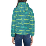 Crocodile pattern Women's Padded Hooded Jacket