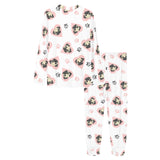 Cute pugs pink heart paw pattern Women's All Over Print Pajama Set