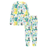Cute parrot toucan flamingo cactus exotic leaves p Women's All Over Print Pajama Set