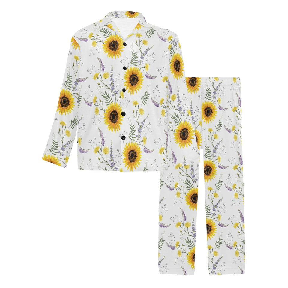 beautiful sunflowers pattern Men's Long Pajama Set