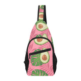 Avocado slices leaves pink back ground All Over Print Chest Bag