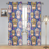 Sugar skull flower pattern Gauze Curtain