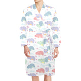 Hippopotamus Pattern Print Design 03 Men's Long Sleeve Belted Night Robe