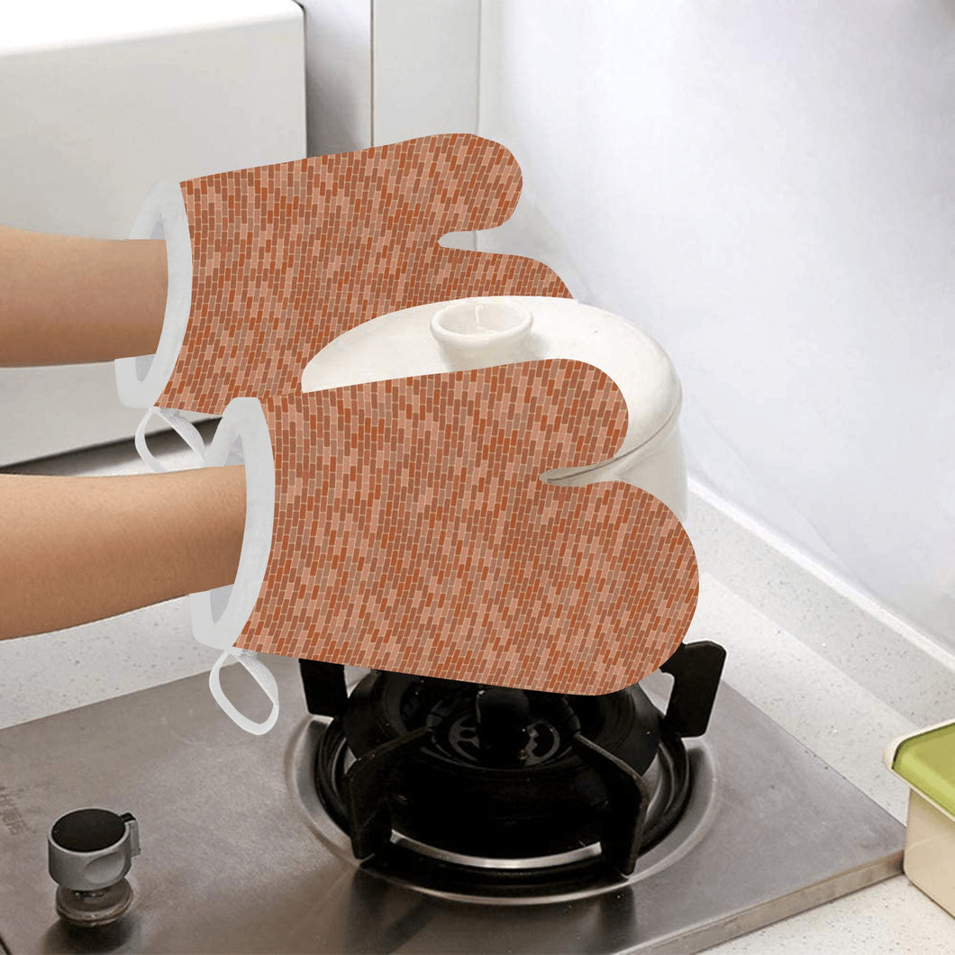 Brick Printed Pattern Print Design 02 Heat Resistant Oven Mitts