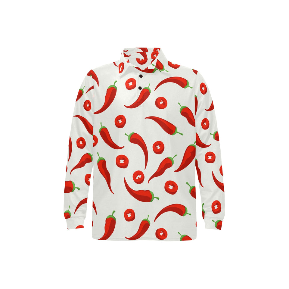 Chili pattern Men's Long Sleeve Polo Shirt