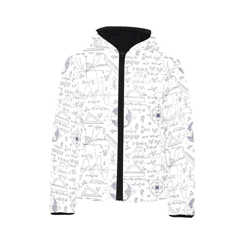 Math Pattern Print Design 03 Kids' Boys' Girls' Padded Hooded Jacket