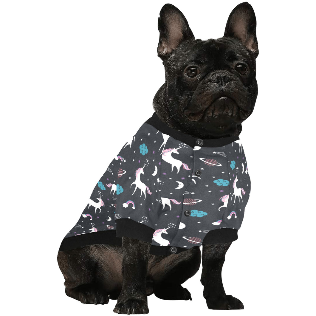 unicorn rainbows moon clound star pattern All Over Print Pet Dog Round Neck Fuzzy Shirt