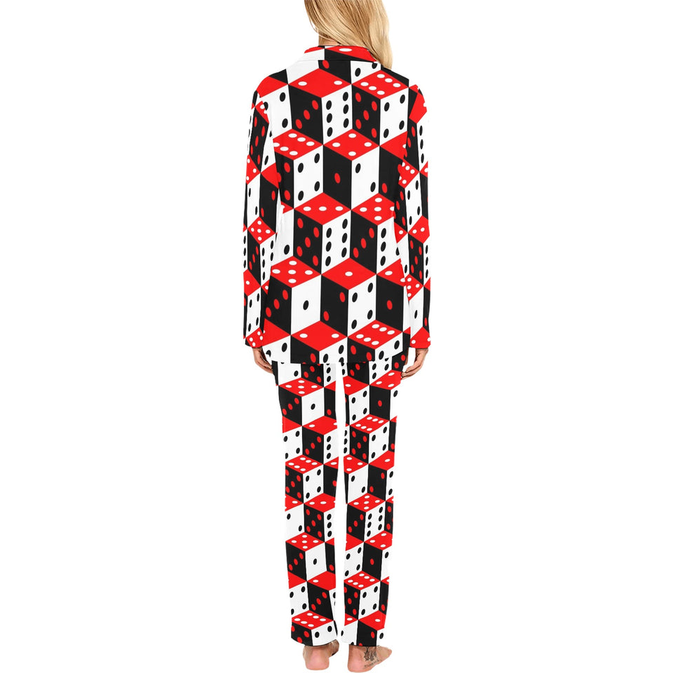 Dice Pattern Print Design 02 Women's Long Pajama Set