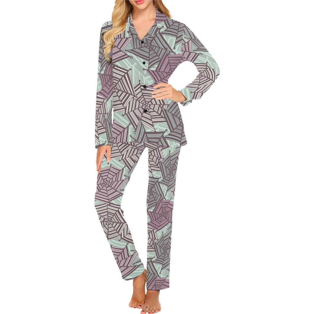 Spider web cobweb design color pattern Women's Long Pajama Set