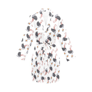 Ostrich Pattern Print Design 02 Women's Long Sleeve Belted Night Robe