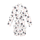 Ostrich Pattern Print Design 02 Women's Long Sleeve Belted Night Robe