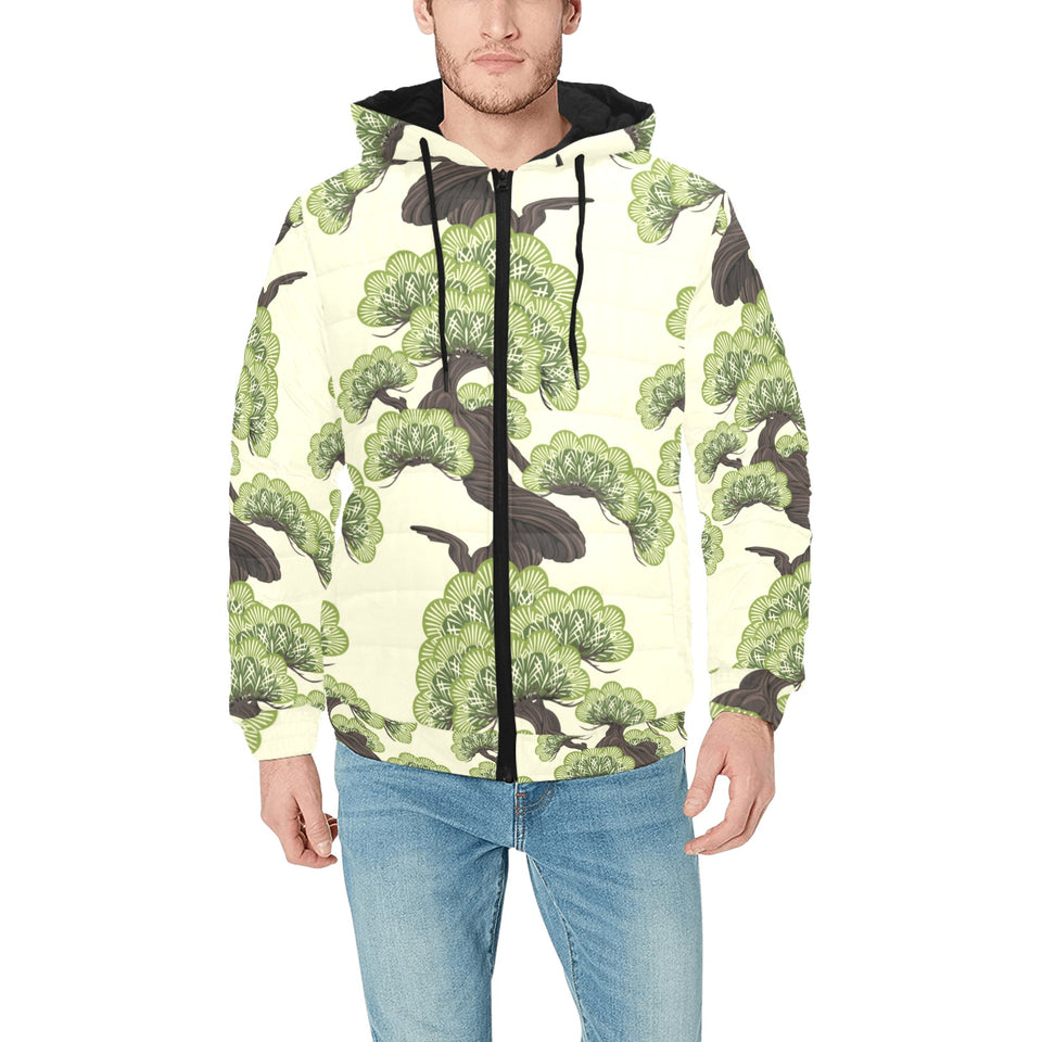 Bonsai pattern Men's Padded Hooded Jacket