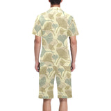 Ginkgo leaves design pattern Men's V-Neck Short Pajama Set