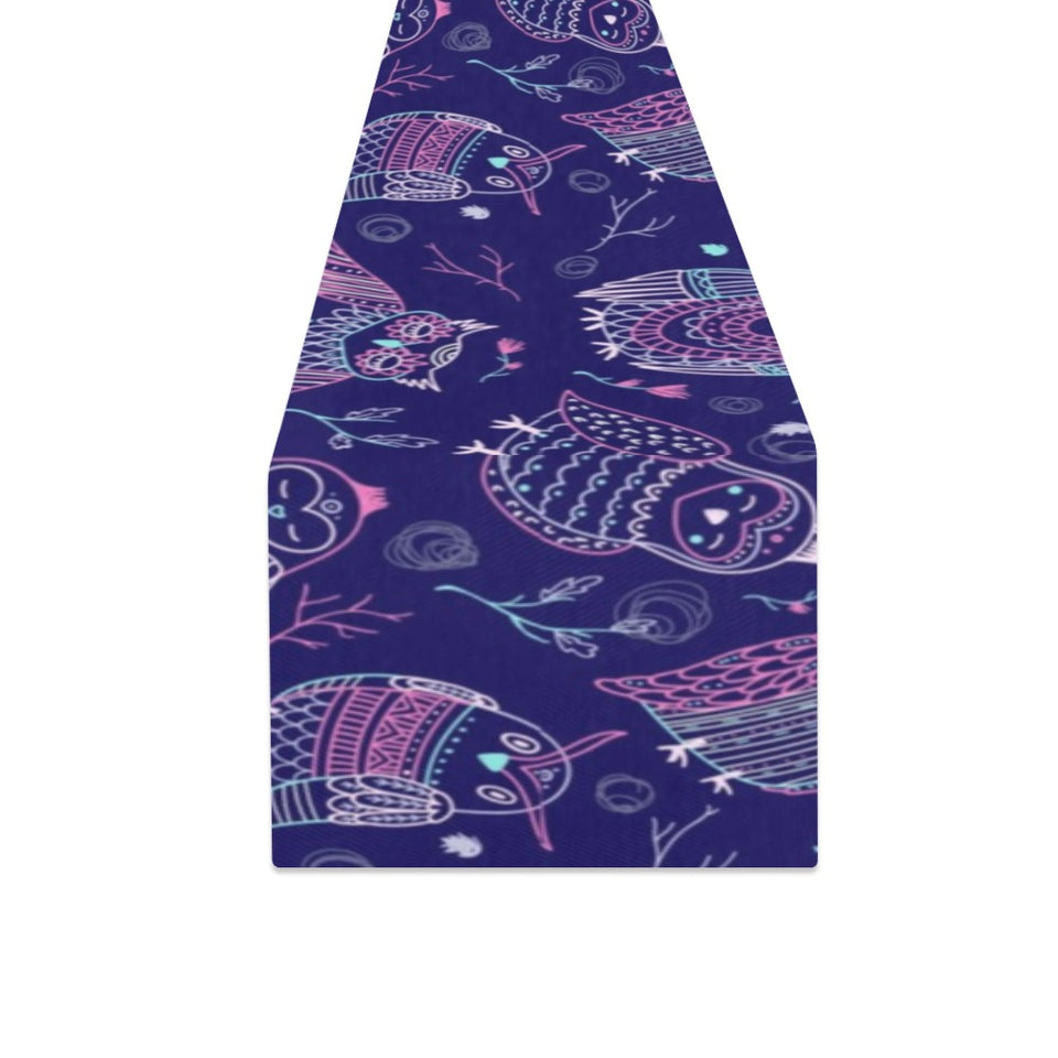 Cute owls pattern boho style ornament Table Runner