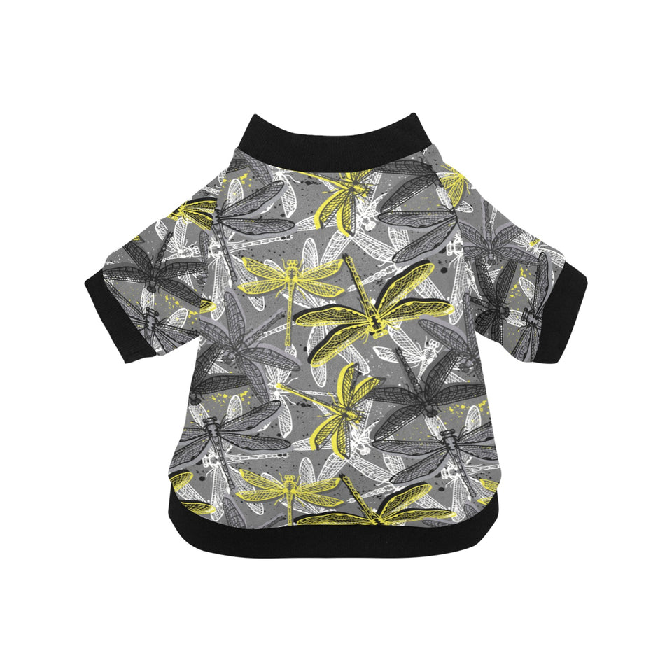 Hand drawn dragonfly pattern All Over Print Pet Dog Round Neck Fuzzy Shirt
