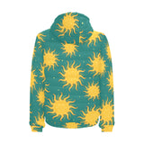 Sun green background Men's Padded Hooded Jacket