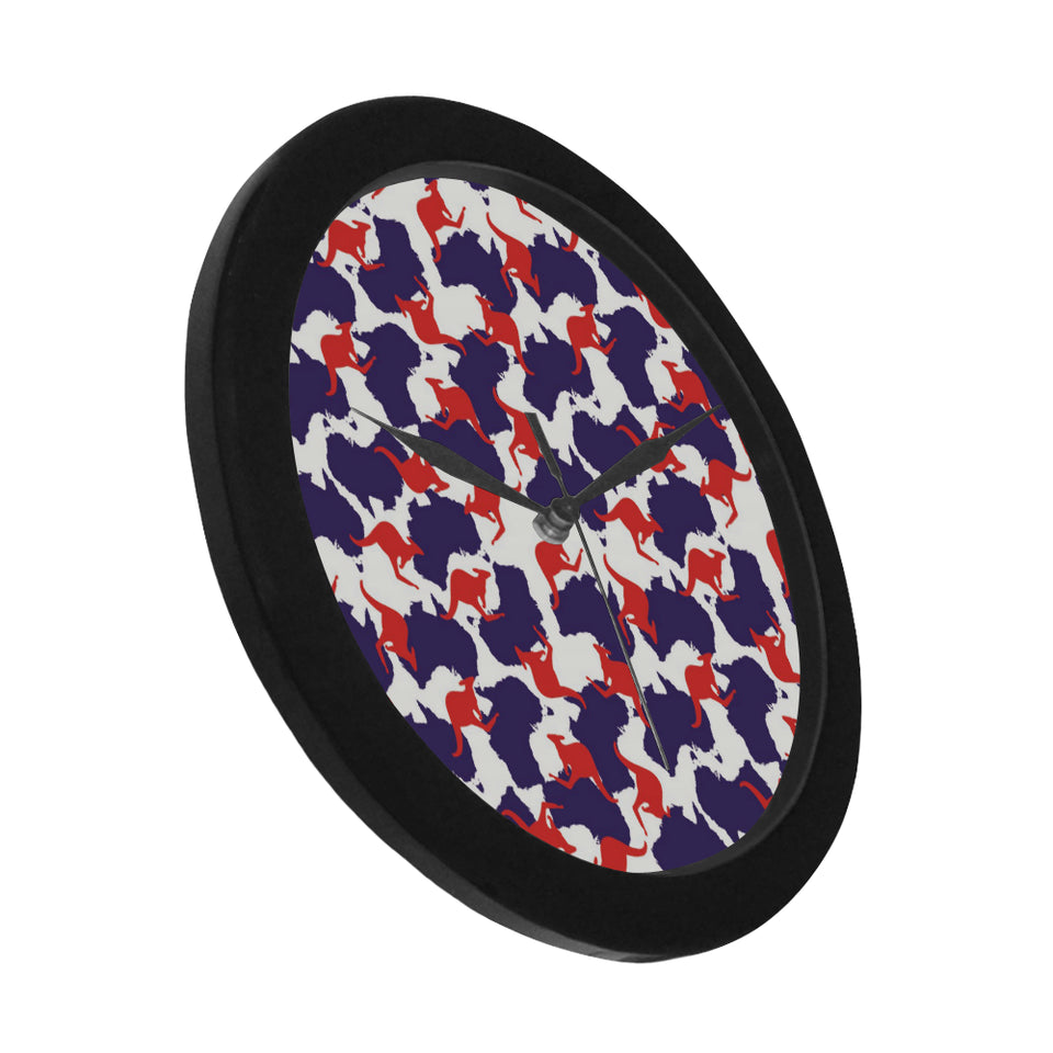 Kangaroo Australian pattern Elegant Black Wall Clock