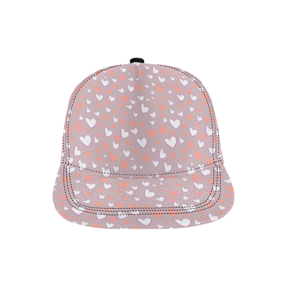 coral white heart pattern All Over Print Snapback Cap