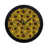 Sunflower pattern Elegant Black Wall Clock