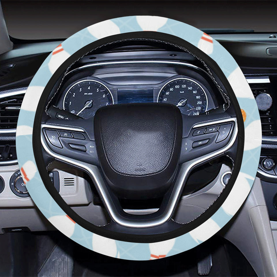 Bowling ball bowling pins blue blackground Car Steering Wheel Cover