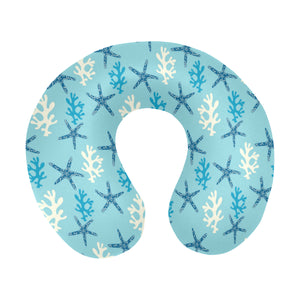 Blue starfish coral reef pattern U-Shaped Travel Neck Pillow
