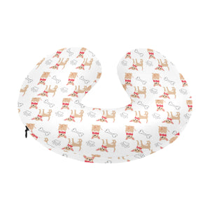 Chihuahua bone paw pattern U-Shaped Travel Neck Pillow