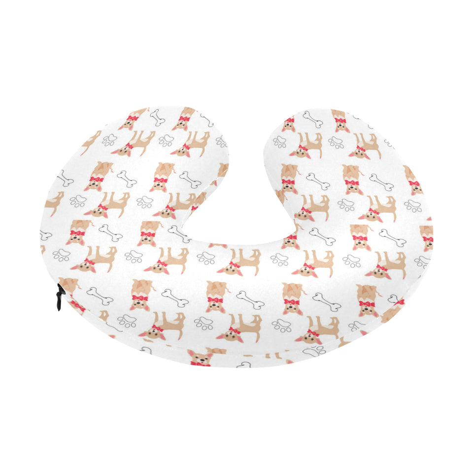 Chihuahua bone paw pattern U-Shaped Travel Neck Pillow