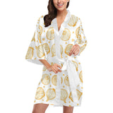 hand drawn onion pattern Women's Short Kimono Robe
