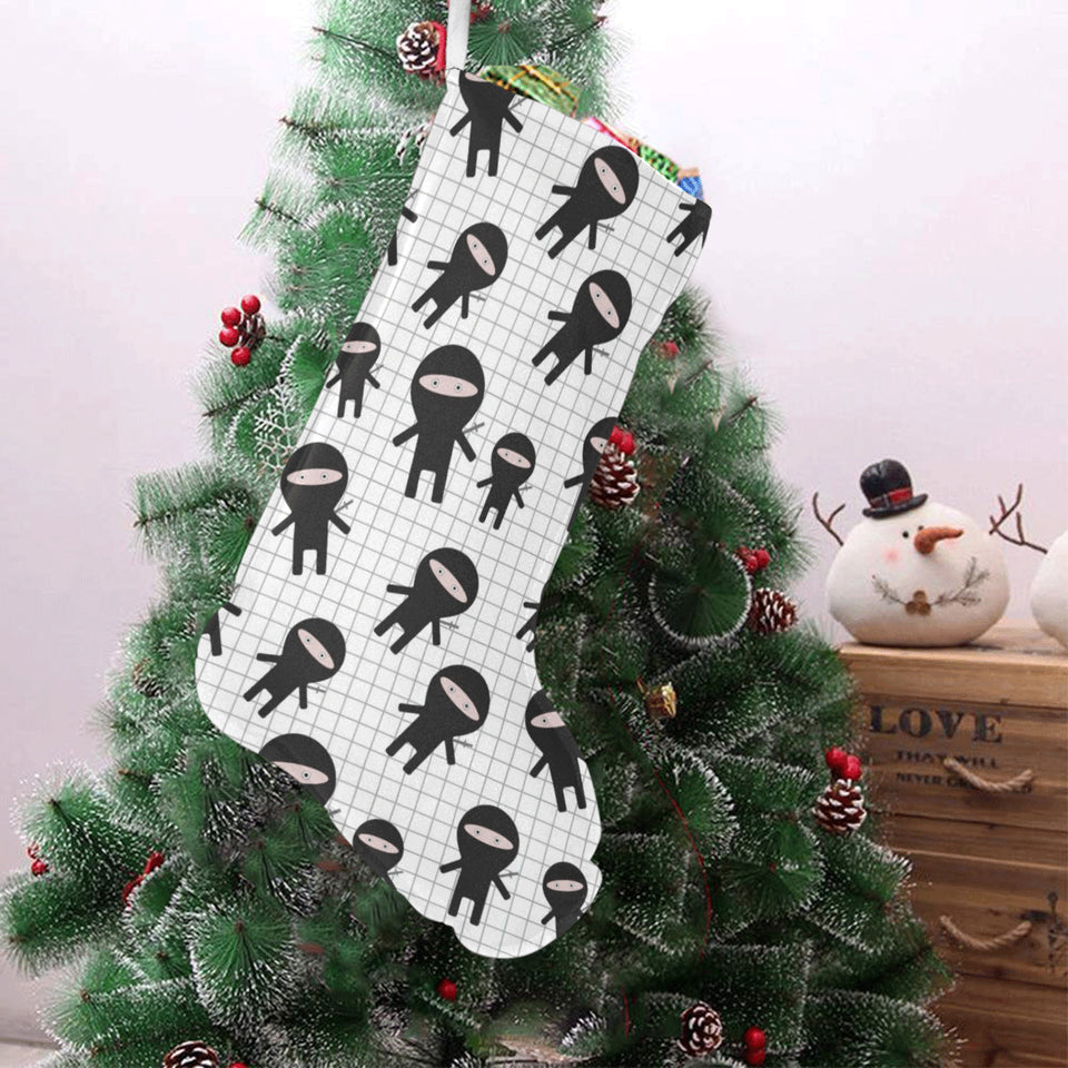 Ninja pattern plaid background Christmas Stocking